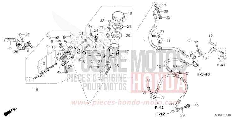 MAITRE-CYLINDRE DE FREIN AVANT CYLINDRE (CBR1000ST) de CBR1000RR "Fireblade" GRAND PRIX RED (R380) 2024
